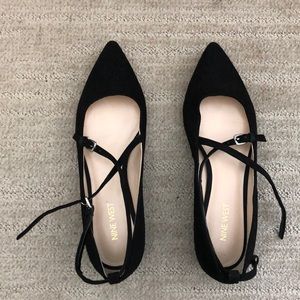 Nine West Anastagia black suede flats 7.5 size